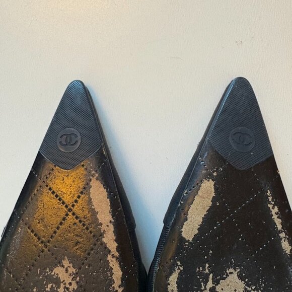 Chanel Iconic "CC" Black Mesh Sling Back Heel Luxury - Picture 13 of 15